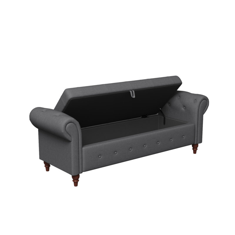 Banc de lit en tissu gris foncé, Gris foncé