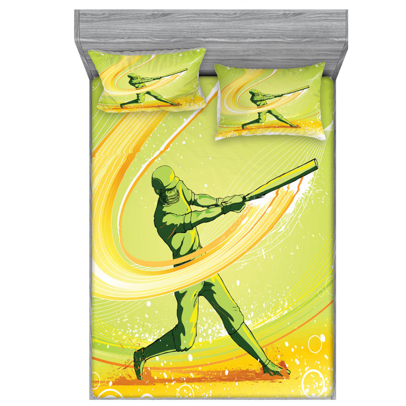 Baseball Microfiber Sheet Set, Full Sheet Set with Fitted Sheet