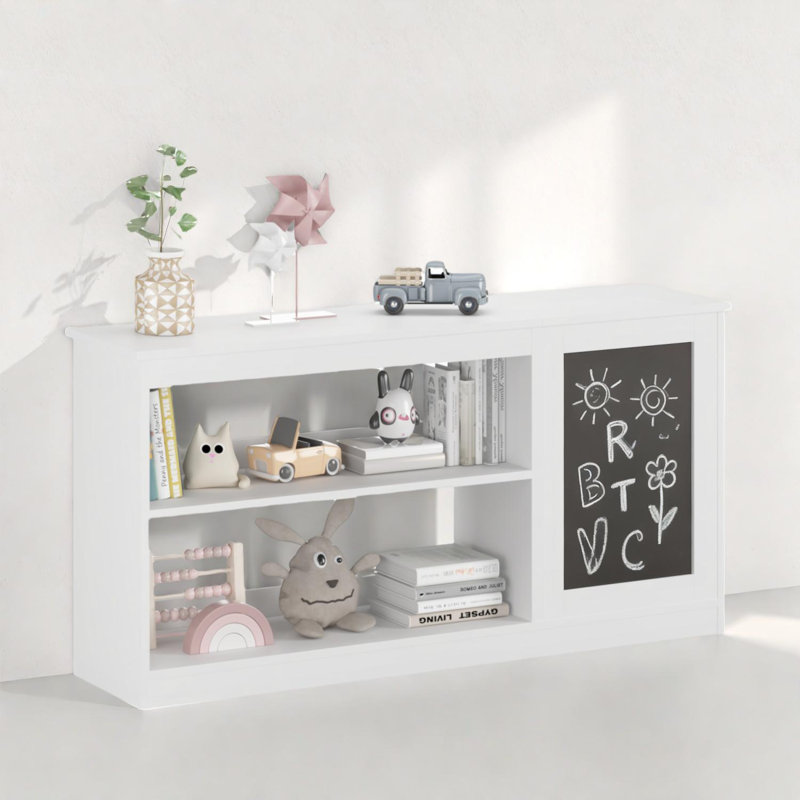Bibliothèque moderne pour enfants et rangement pour jouets avec tableau noir