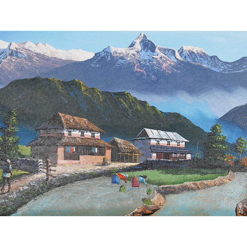 Mont Everest, riz, peinture sur l'agriculture | Huile sur toile