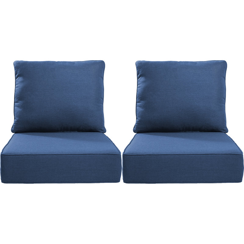 Deb Weather-Resistant Polyester Seat and Back Cushion Set, 2, 24" W x 24" D, Blue