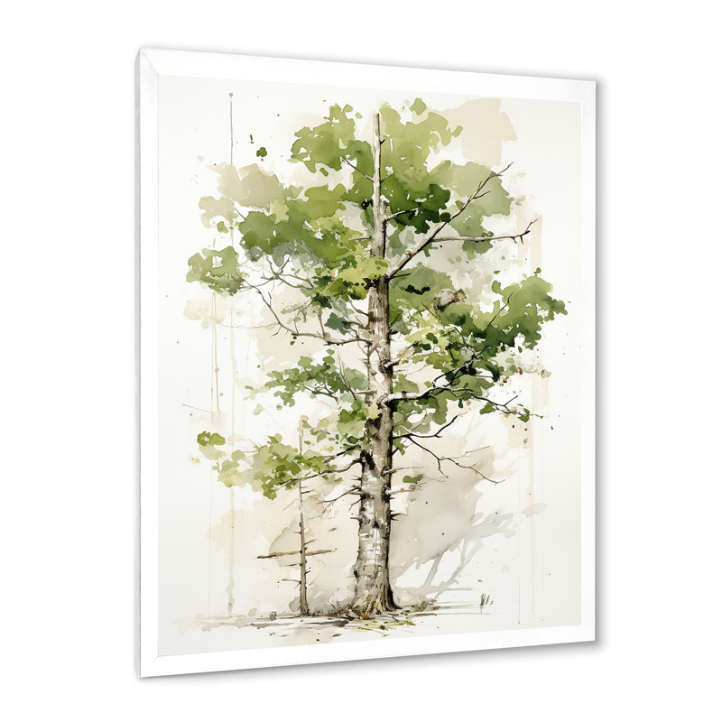 Vert, témoin de l'âge sycomore - arbre, sycomore, art mural, Cadre simple blanc, H 44 po x l 34 po x P 1,5 po