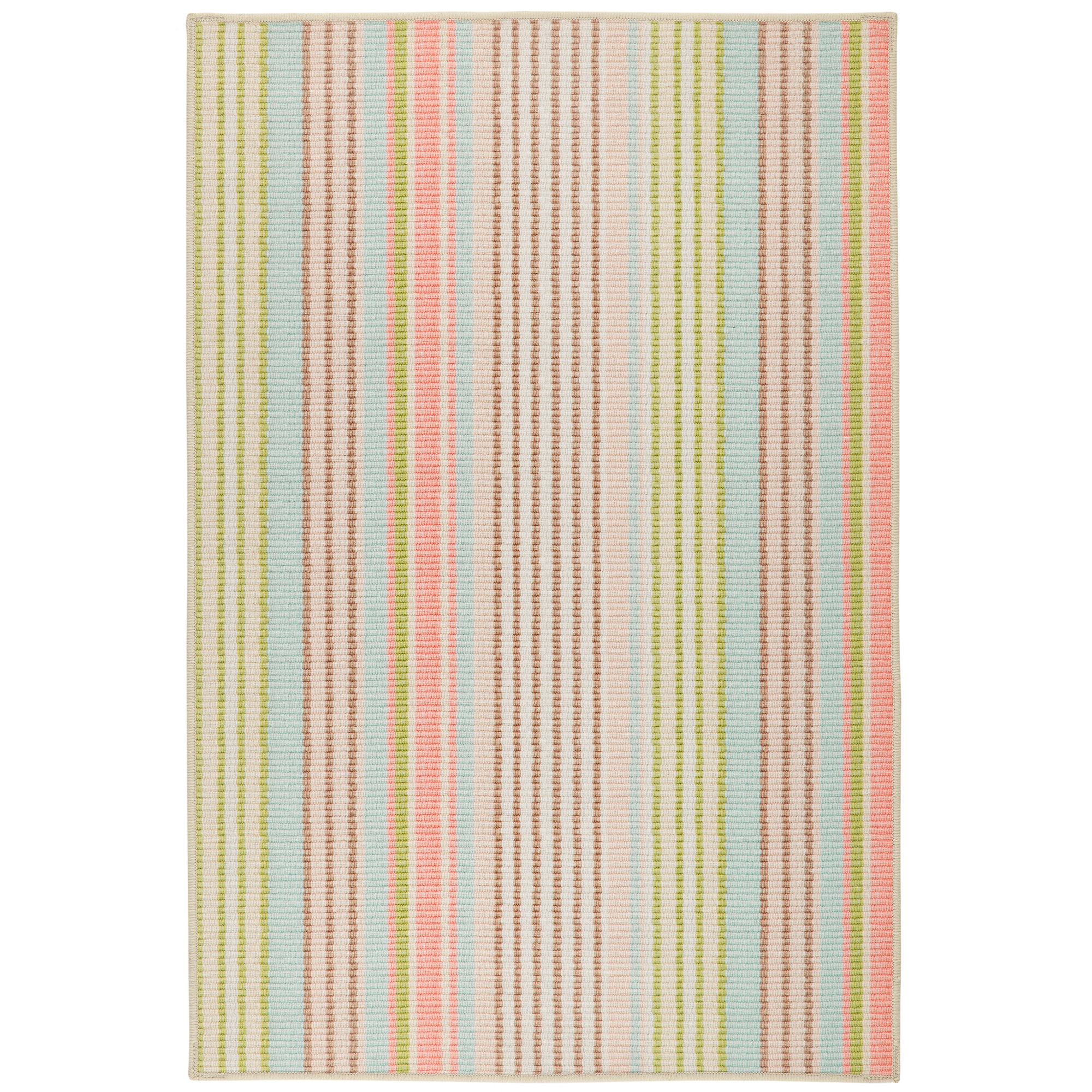 Ana Ticking Aqua Machine Washable Rug, Rectangle 8'6" x 11'6"