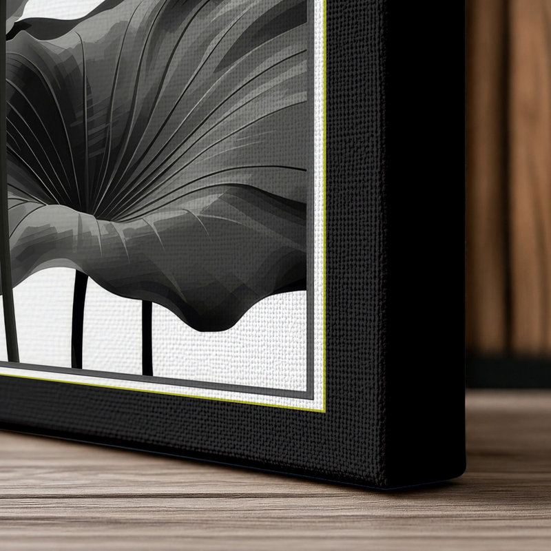 Water Lilies Botanical - Wrapped Canvas, 36x24 - 91.4 x 61.0 cm, Black Border