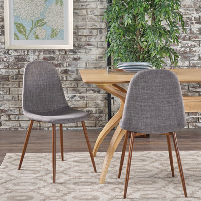 Chaises de salle à manger de style Mid-Century moderne, 2 chaises grises, rembourrées, pieds en fer, dossier solide pour un temps charmant, revêtement gris, structure, séance confortable