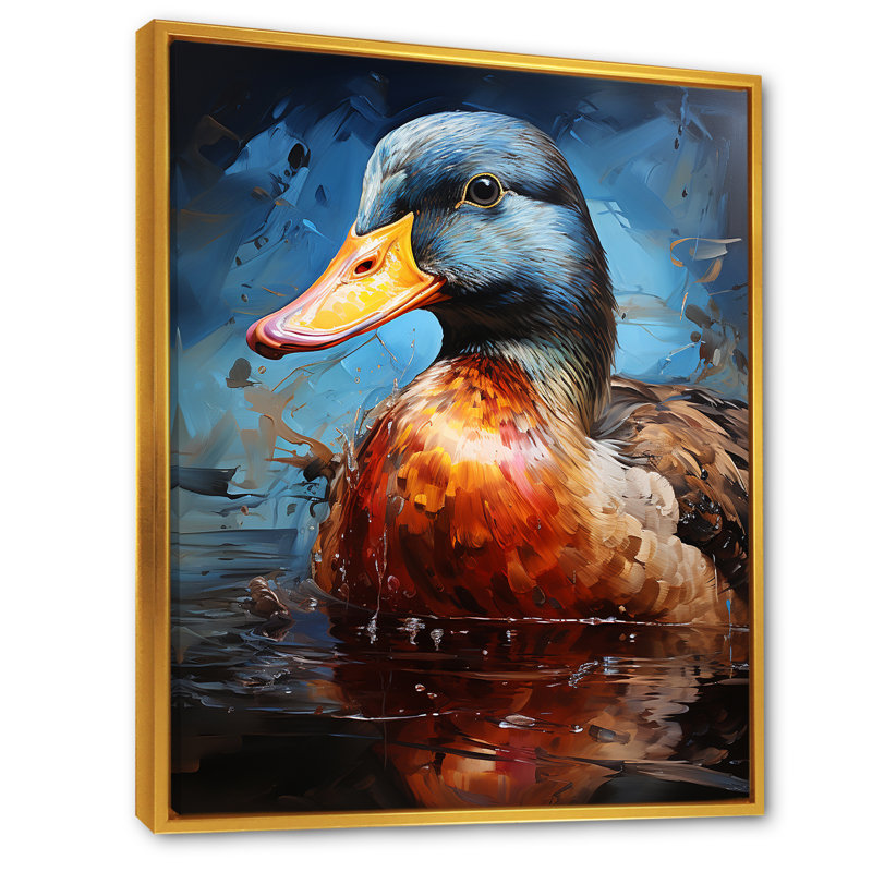 Canard tacheté à l'étang III, Cadre flottant doré, H 40 po x l 30 po