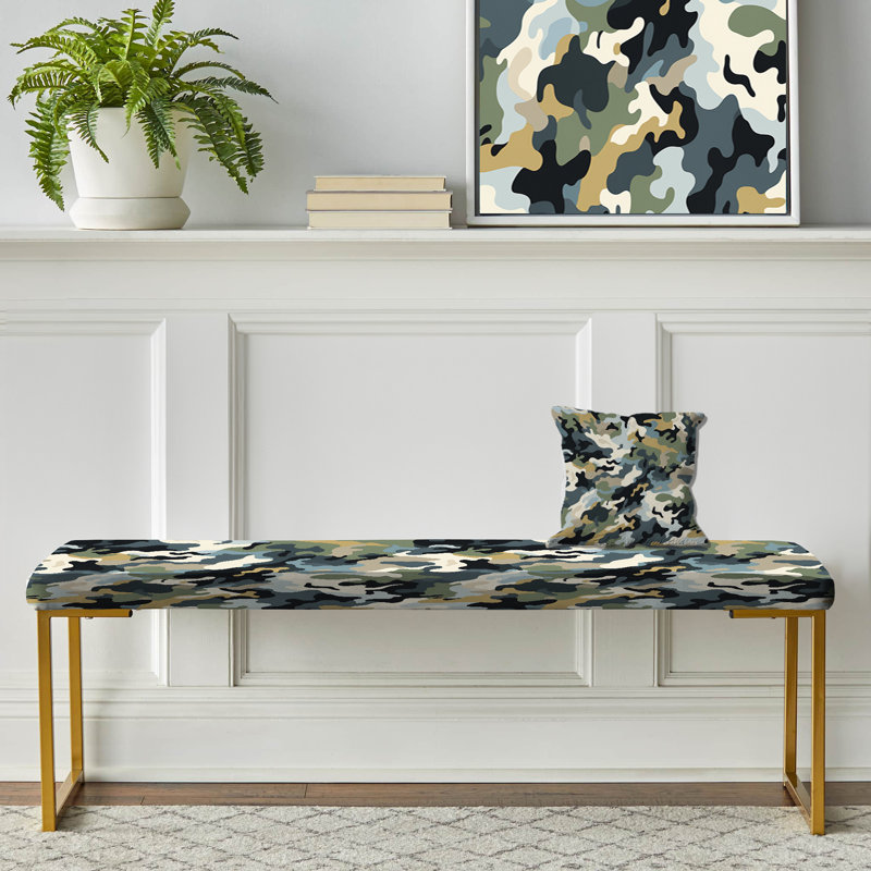 Upholstered Gold Bench, City Camo Concealment