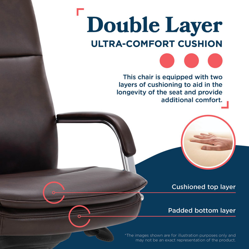 Opus Leather Swivel Executive Office Chair, Black, Chrome