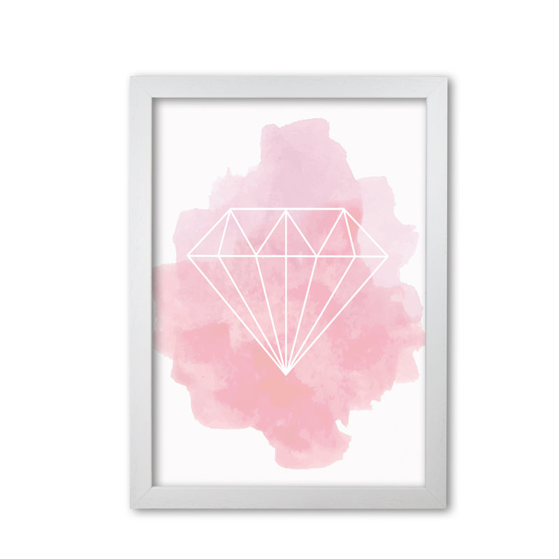 Geo Diamond - Print, 42 cm H x 30 cm W x 5 cm D, White Grain Frame