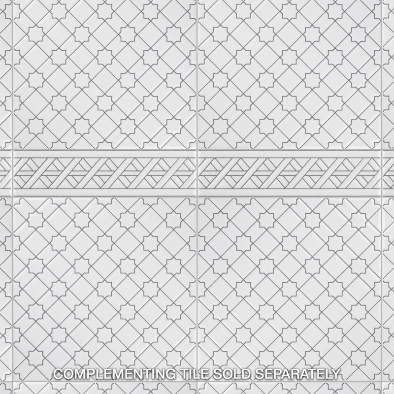 Sevillano 8" x 2" Ceramic Listello Tile Trim in White