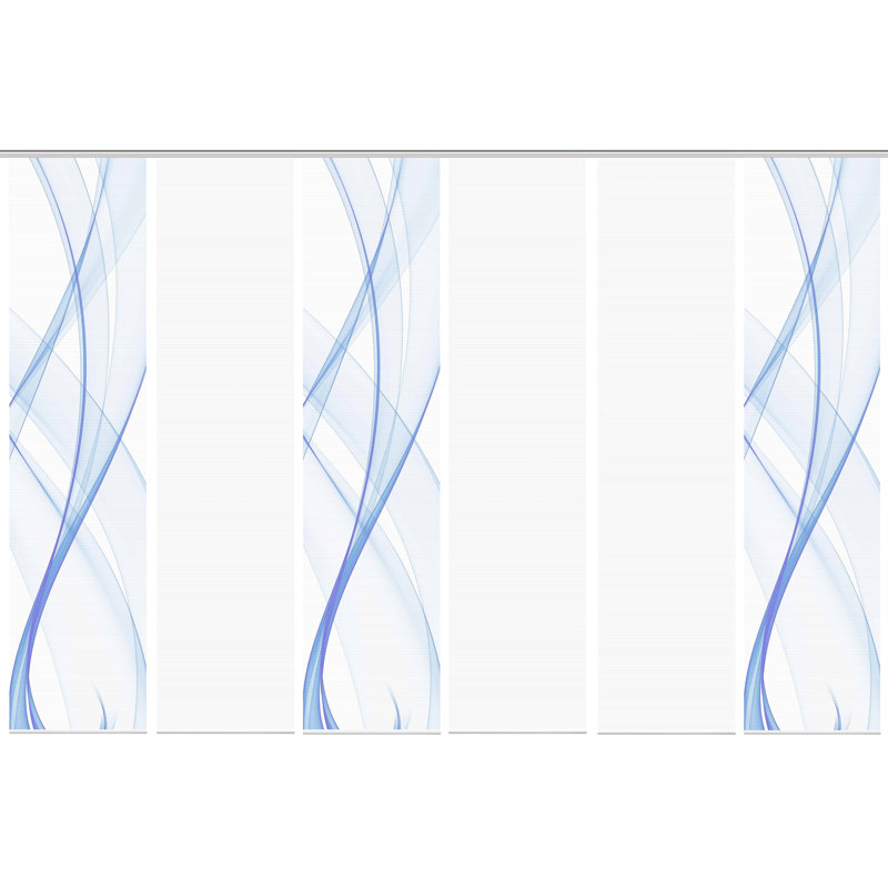 Semi Sheer Sliding Panel, Blue / White / Grey