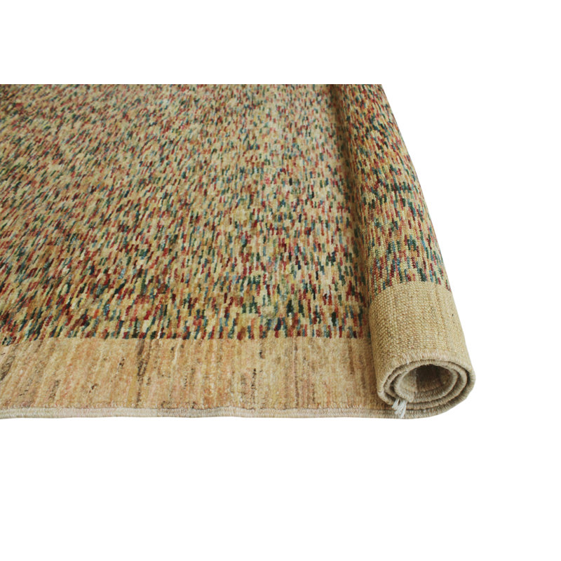 Tapis fin fait à la main Chobi Peyton - beige - bleu clair, 3 pi 5 po x 4 pi 10 po