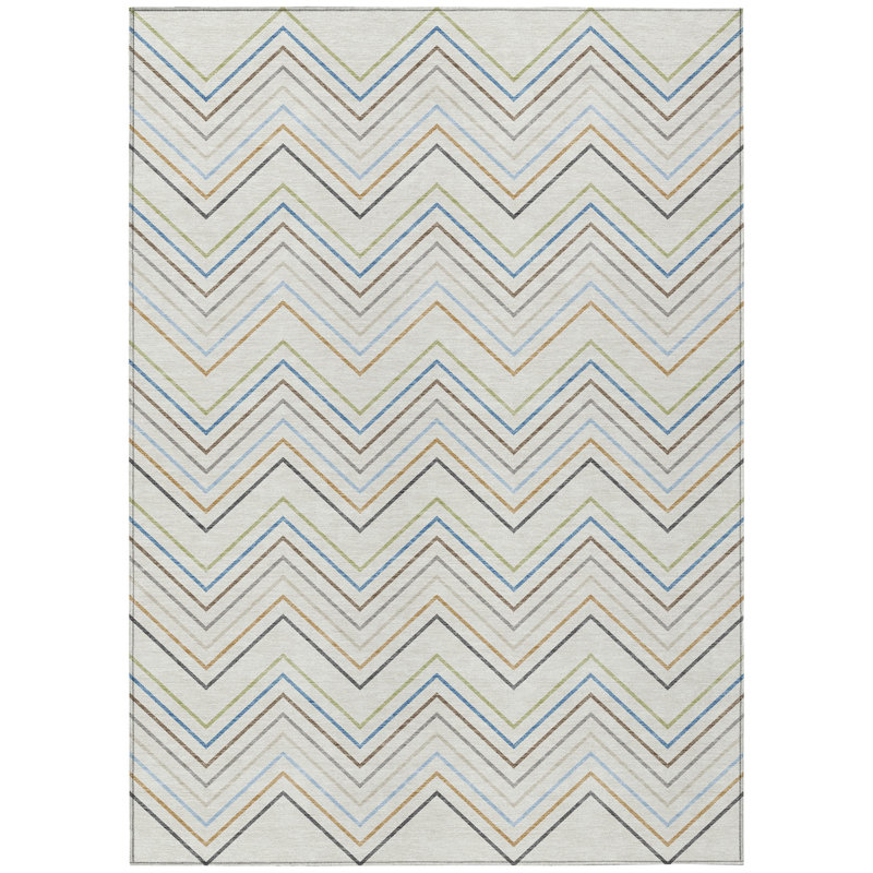 Machine Washable Indoor/Outdoor Kendricks ACN2392 Stripes Rug, Rectangle 10' x 14'