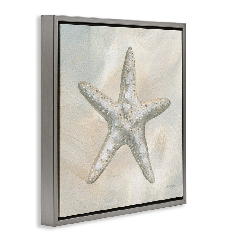 Simple, étoile de mer beige encadrée par Floater, Cadre flottant gris lustré, H 18 po x l 18 po
