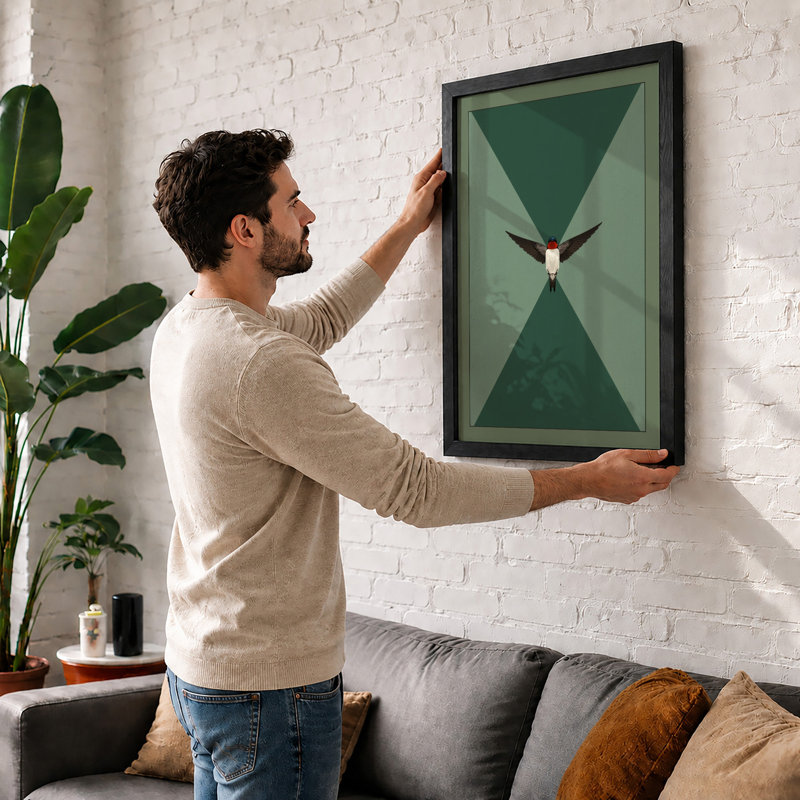 Stillness Overhead Minimalist - Framed Print, A2 - 59.4 x 42.0 cm, White