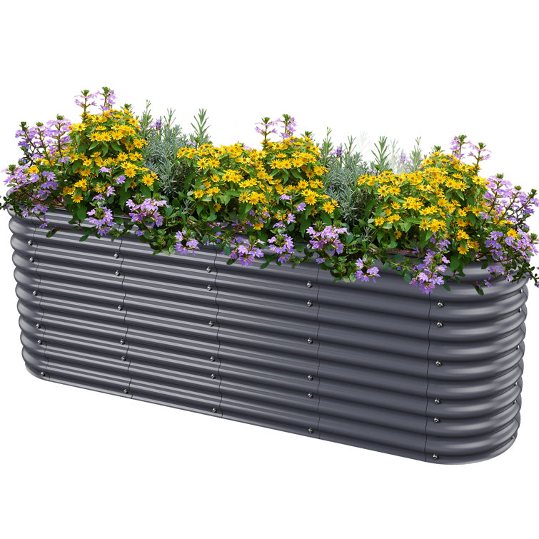 Best Choice Products 8x4x2ft Outdoor Metal Raised Garden Bed, Planter Box for Vegetables, Flowers, Herbs - Gray