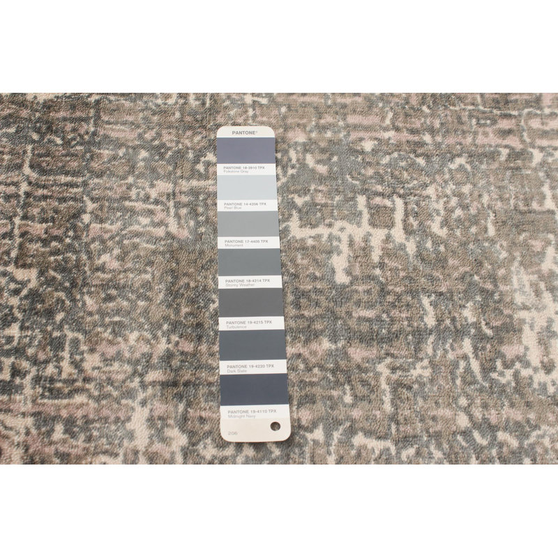 Tapis gris / beige en soie tissé à la main Spin