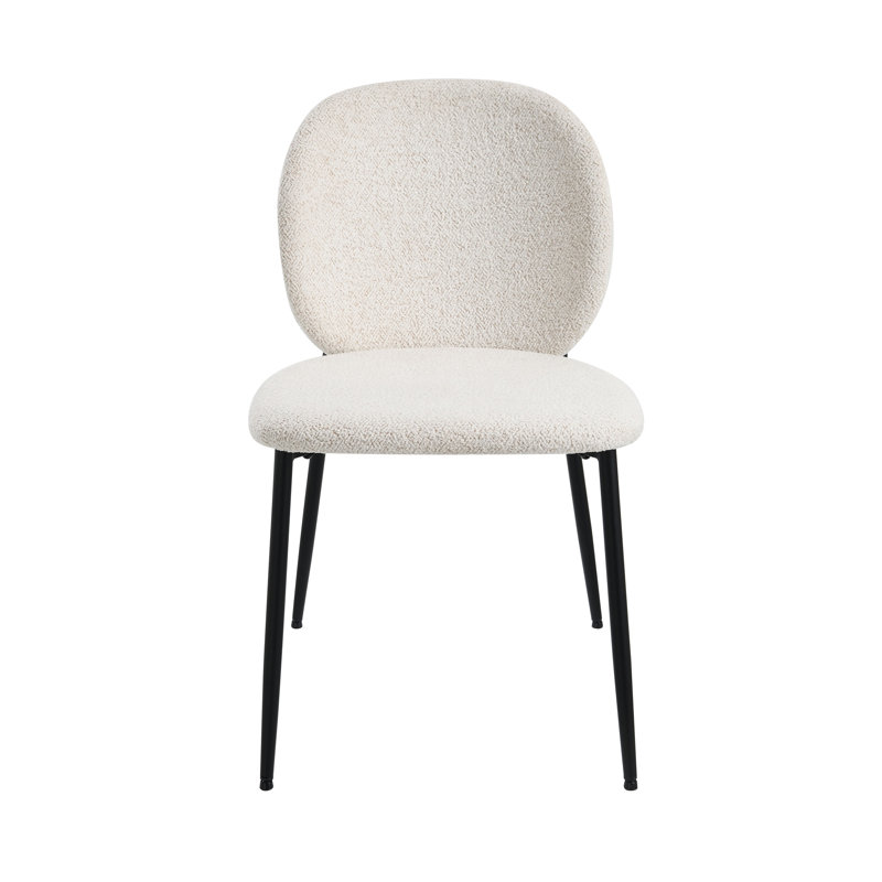 Chaise d'appoint Klaus White Boucle & Black Finish [ENSEMBLE DE 2 PCS]