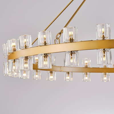 Wagon Wheel Chandelier With Crystal Shade