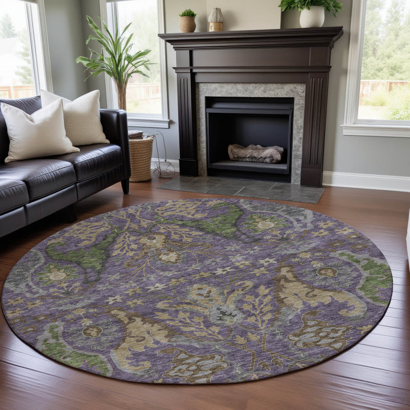 Premium Machine Washable Gurubaksh AMF1153 Global Rug, Round 8'
