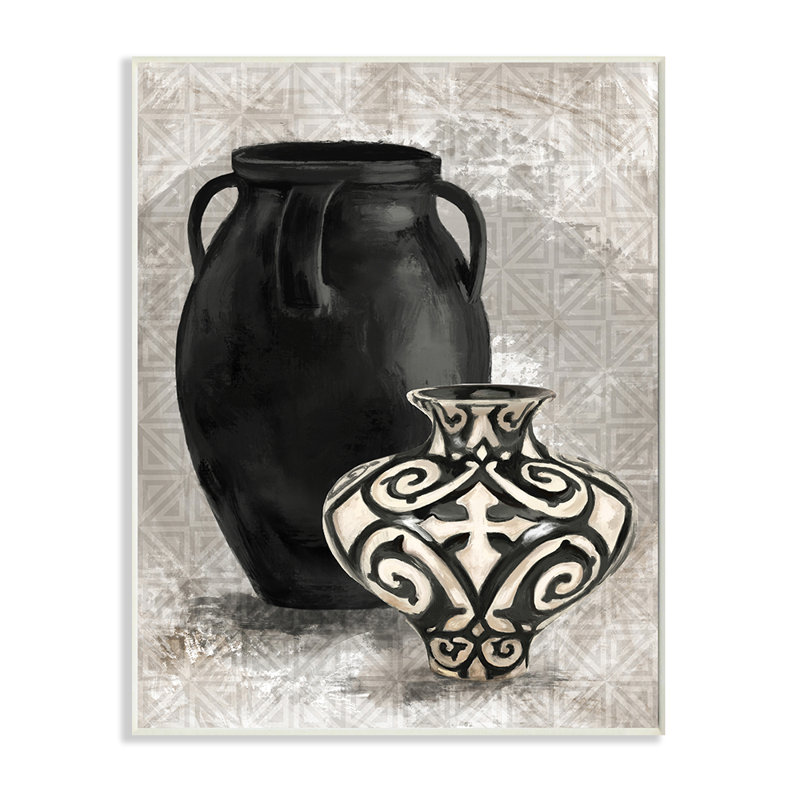 «Ornate Ceramics over Gray» par Daphne Polselli, reproduction d'art graphique, H 15 po x l 10 po x P 0,5 po, Plaque murale