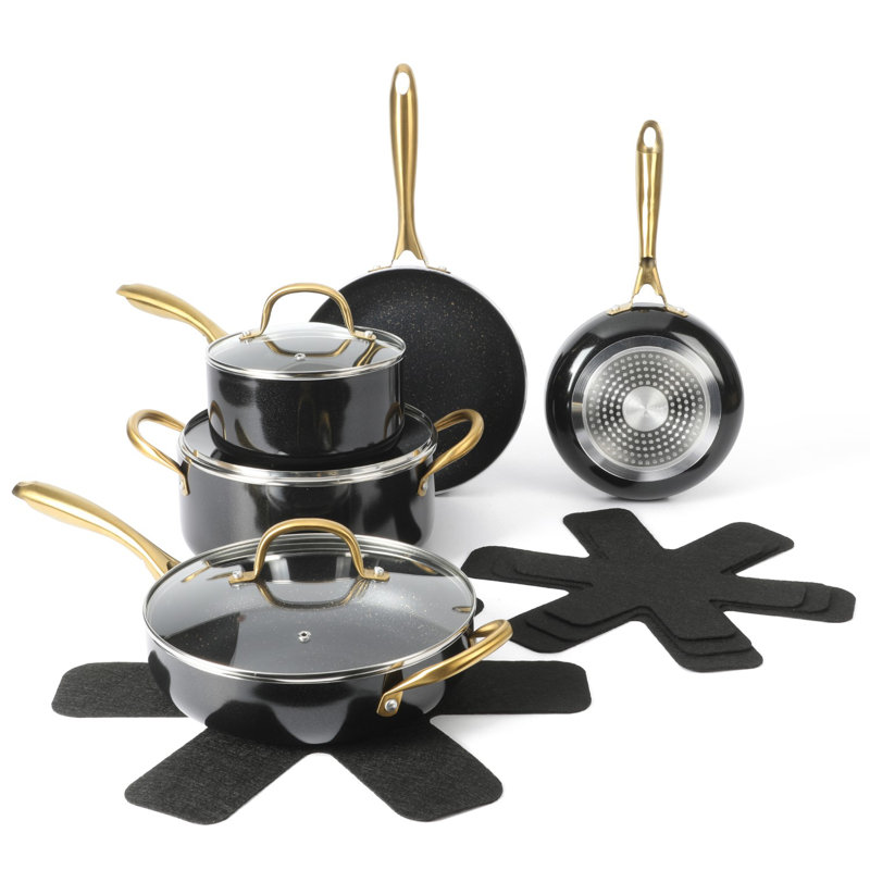 Black and Gold 12-Piece Nonstick Aluminum Cookware Set