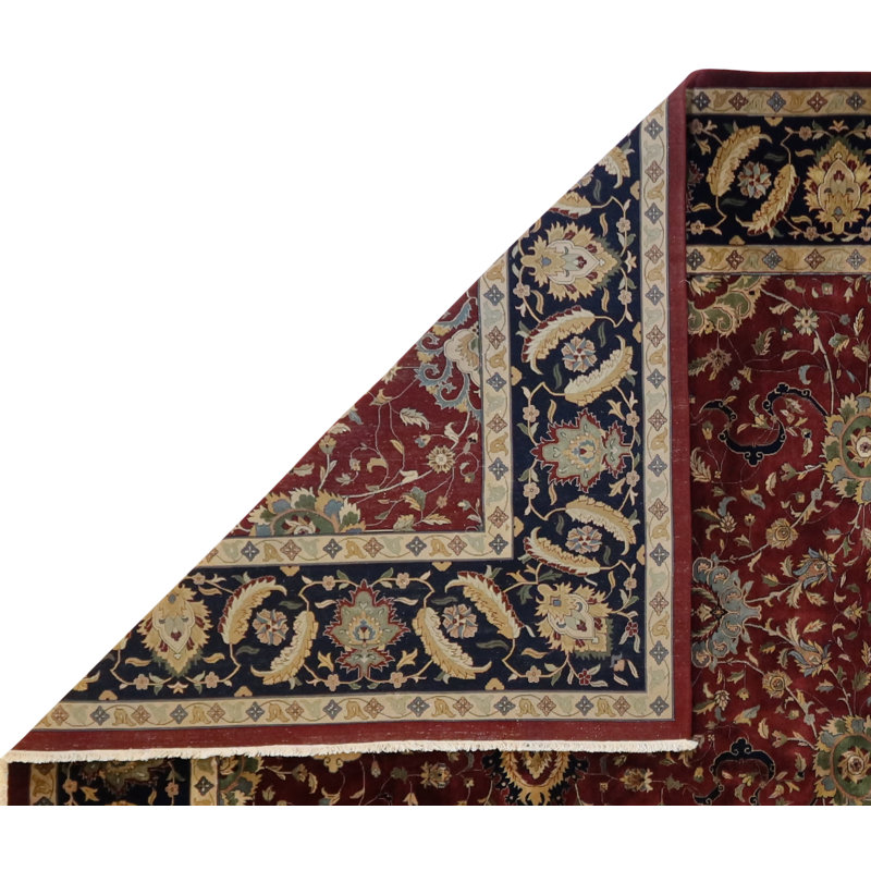Oriental Hand-Knotted Wool Burgundy/Black/Ivory Area Rug