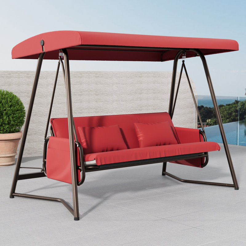 Fauteuil de salle à manger d'extérieur avec coussin Randoph, Rouge, Bronze