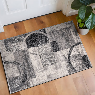 Bionda Geometric Area Rug in Cream/Black/Gray