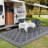 Large Outdoor Rug 9x12ft – Waterproof Reversible Plastic Straw Mat, Modern Geometric Patio Carpet, Easy Clean, Ideal for Camping, RV, Deck, Porch, Picnic, Beach, Backyard – Gray, 9*12ft(274*366cm) United States-404964466-404964464