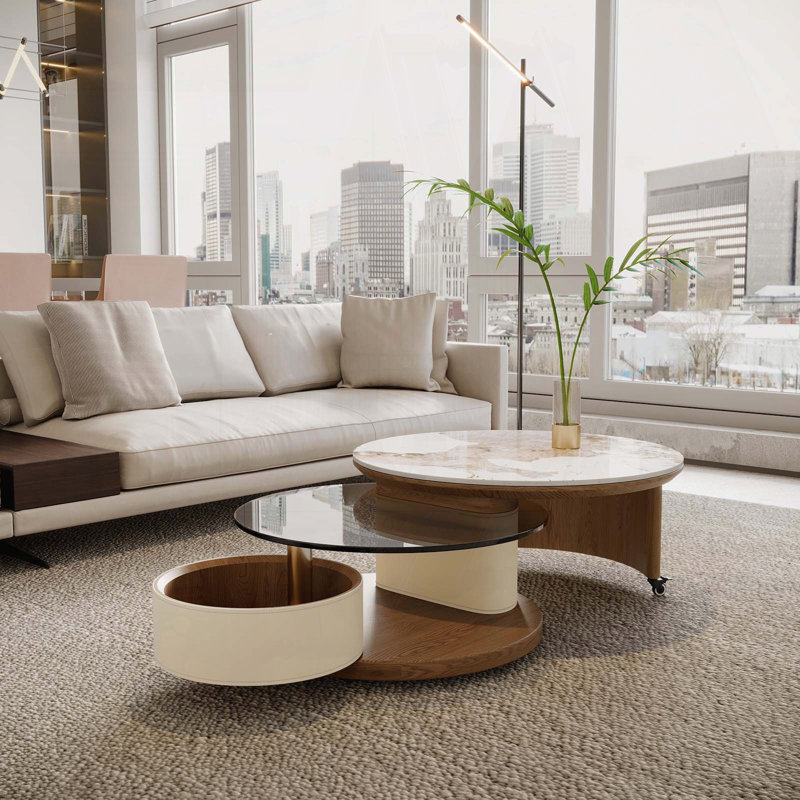 Ensemble de tables basses rondes avec rangement (table basse seulement)