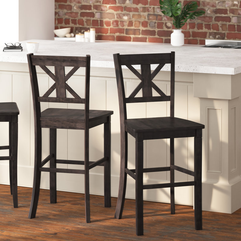 Bakersville Solid Wood Counter Stool, Gray Wash Walnut