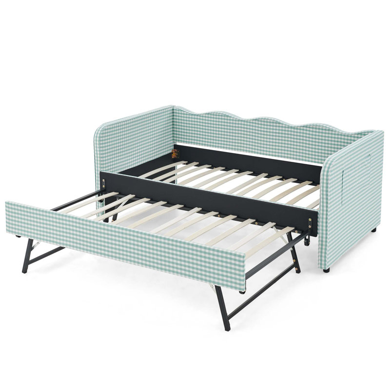 Lit de jour convertible 3-en-1 polyvalent avec couchette coulissante et poches de rangement