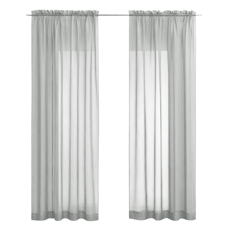 Ensemble de rideaux transparents avec passe-tringle 90 po (2 panneaux), Argent