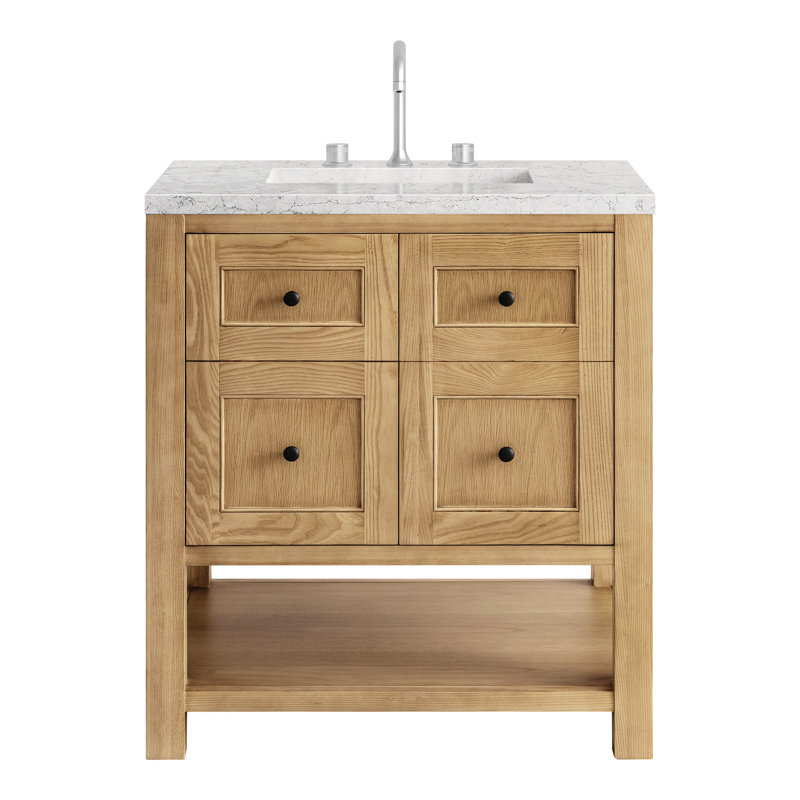 Breckenridge 30'' Single Bathroom Vanity with Top, Eternal Jasmine Pearl, Light Natural Oak, 8" Widespread