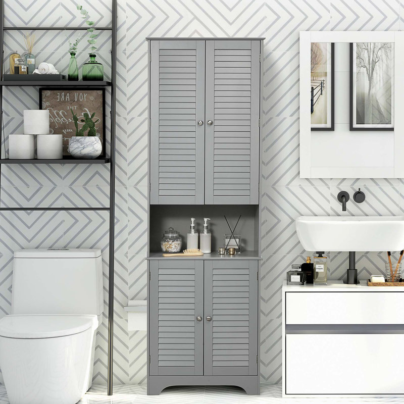 Tall Narrow Bathroom Storage Cabinet, Gray