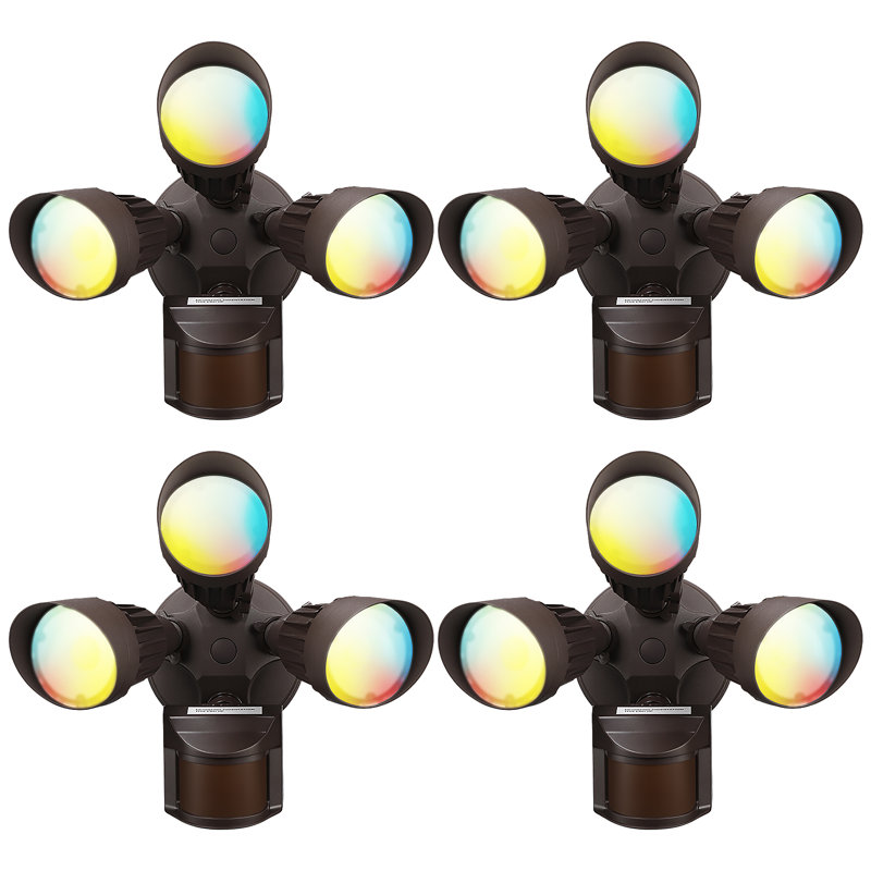 3CCT LED Sensor Flood Light Dusk to Dawn 37.5W(300W Eqv.) 3 Lighting Modes, Bronze