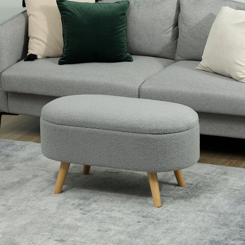 Godfried 82cm Wide Solid Colour Footstool Ottoman, Grey