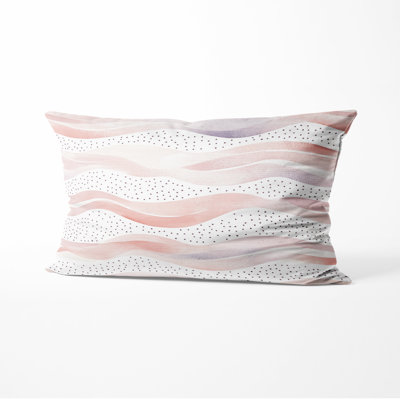 French Country Accent Pillow - Peach Dotted Wave Blush Sand Printed Throw Pillow
