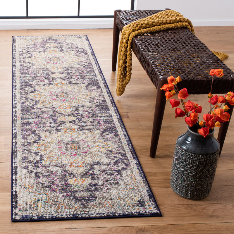 Felty Oriental Black/Gold Area Rug, Runner 2'2" x 12'