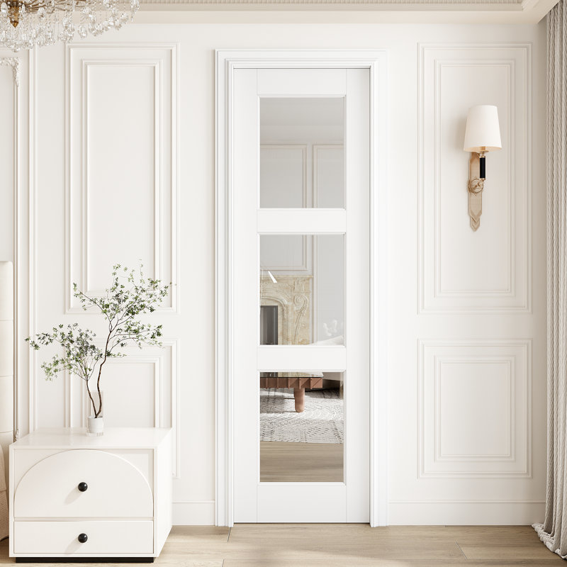 Porte intérieure à dalle intérieure en verre 3-Lite, 18 po x 80 po