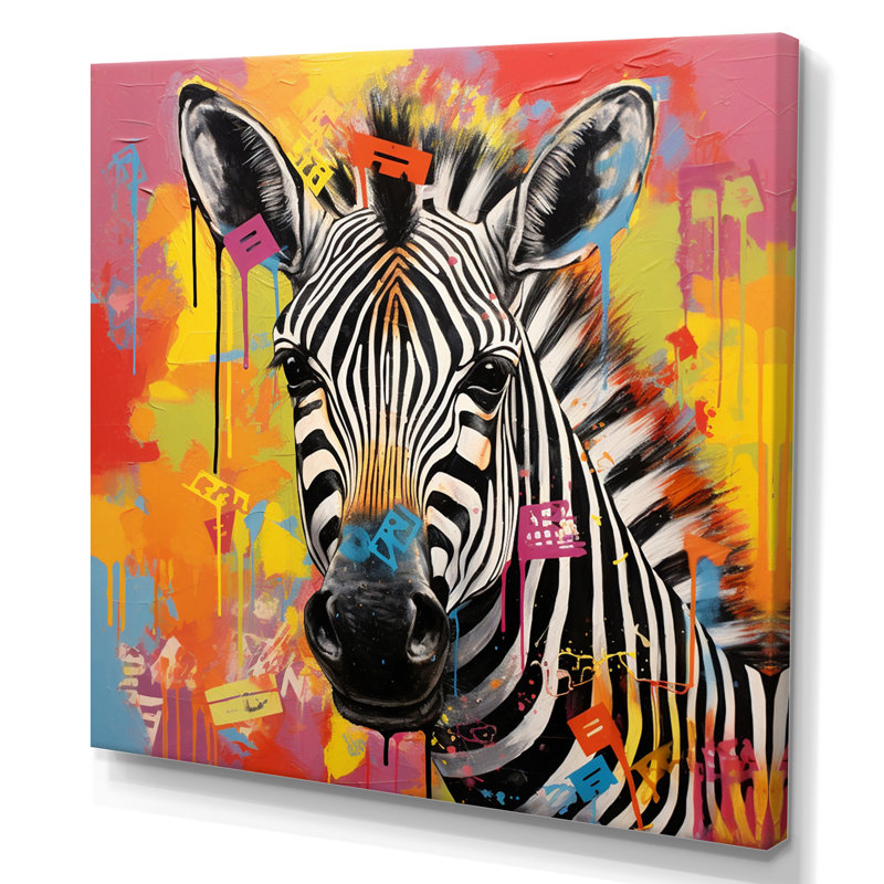 «Zebra Geometric Zebra Abstraction II», reproduction sur toile, H 36 po x l 36 po x P 1,5 po