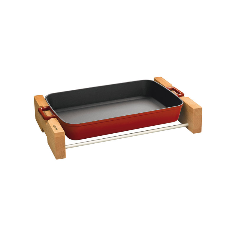 Plat de fabrication rectangulaire avec support en bois lave canada 2,5 qt, Rouge