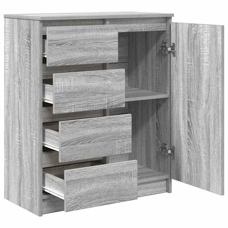 Sideboard With Drawers 71X35x84 Cm Engineered Wood, Grey Sonoma