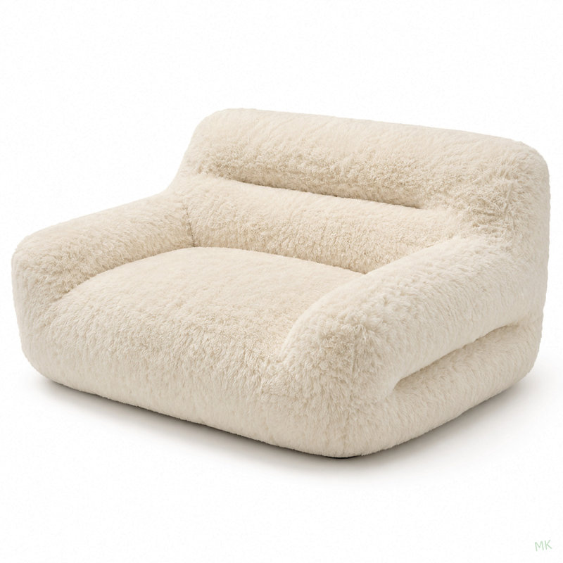 Canapé moderne à compression pour salon, chambre à coucher, Beige Boucle, Beige, Beige