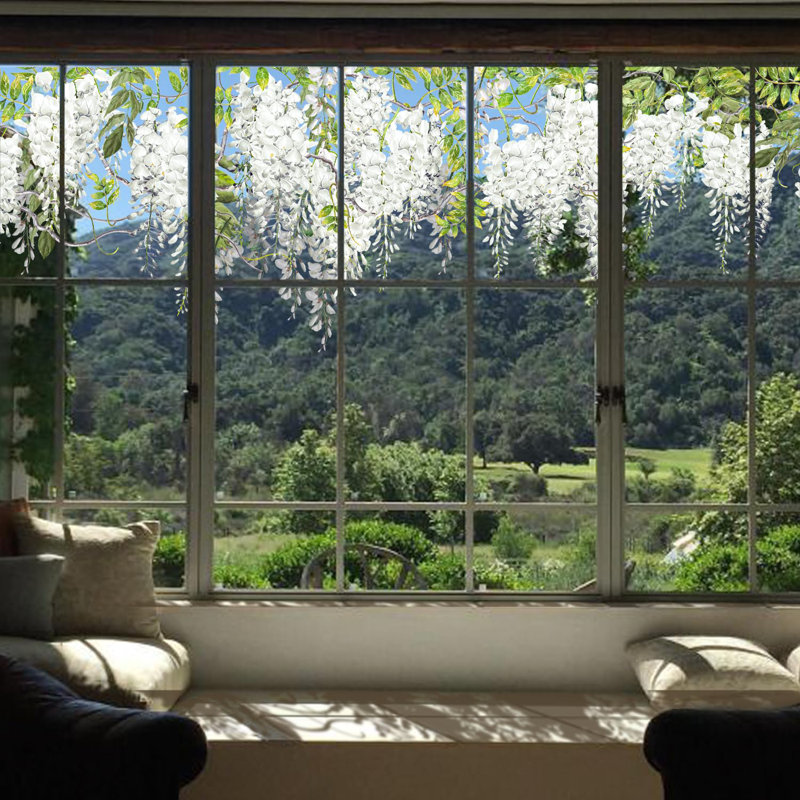 Adhésif décoratif pour fenêtre Wisteria, Blanc