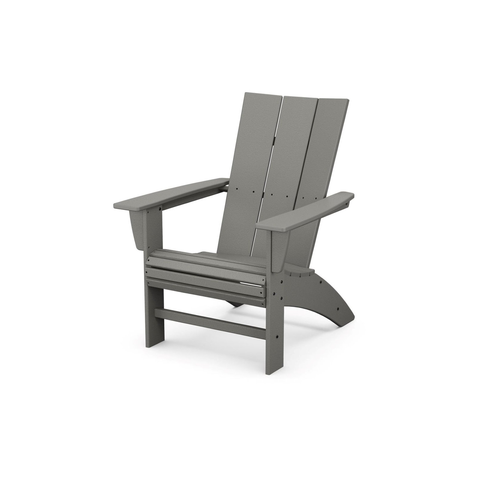 POLYWOOD Modern Curveback Adirondack 5-Piece Conversation Set with Fire Pit Table, Slate Gray