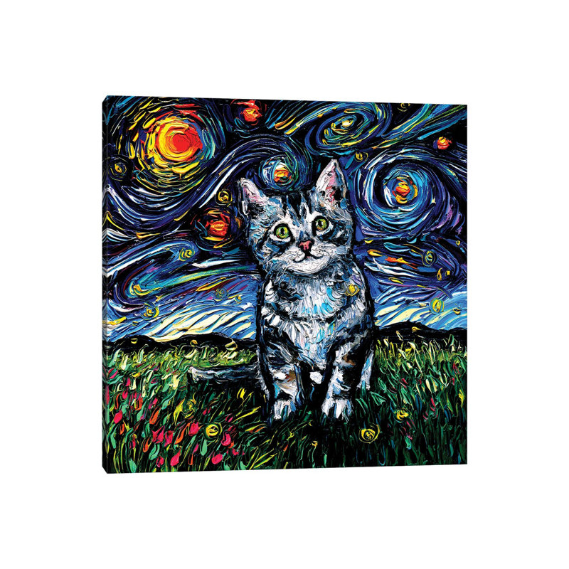 Gray Tabby Kitten Night by Aja Trier - Wrapped Canvas Print, 66.04 cm H x 66.04 cm W x 1.91 cm D