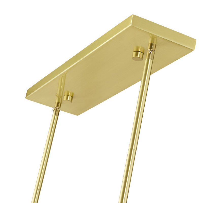Lustre rectangulaire à 4 lumières à intensité variable Ashauna, Laiton satiné