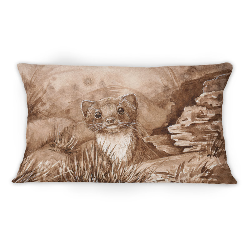 Coussin Wild Weasel In The Forest - imprimé traditionnel 1